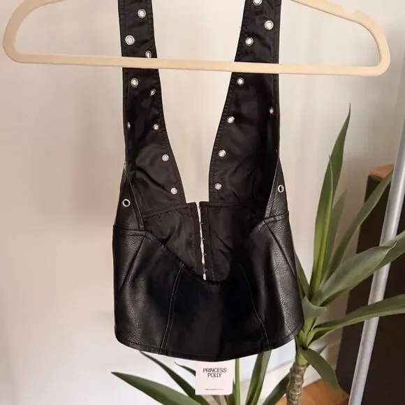 Princess Polly PU Jordy Black Faux Leather Corset Top - Picture 6 of 6